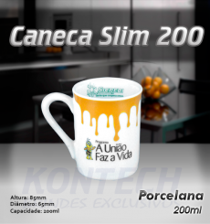 Caneca Slim Porcelana 200 ml